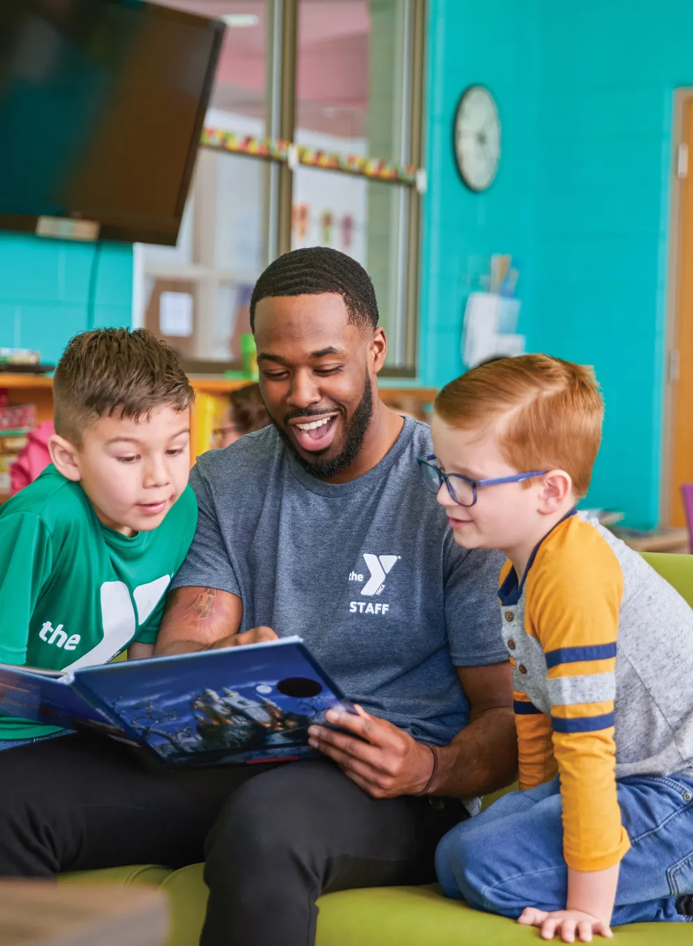 Y staff with boys afterschool