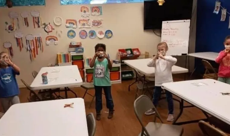 students in remote learning at the Y