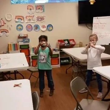 students in remote learning at the Y