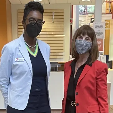 Greensboro YMCA CEO Rhonda Anderson with Rep. Kathy Manning