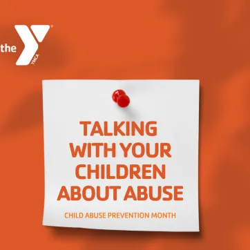 image that says Talking with Children about Abuse for Child Abuse Prevention Month