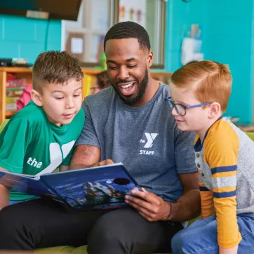 students and staff at afterschool program
